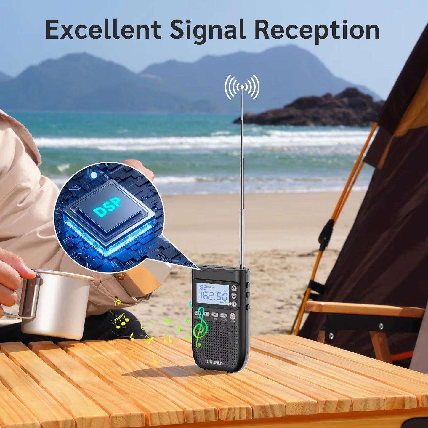 J618 Portable AM FM Bluetooth Radio With Speaker Rechargeable MP3 Player  USBC Charging 3