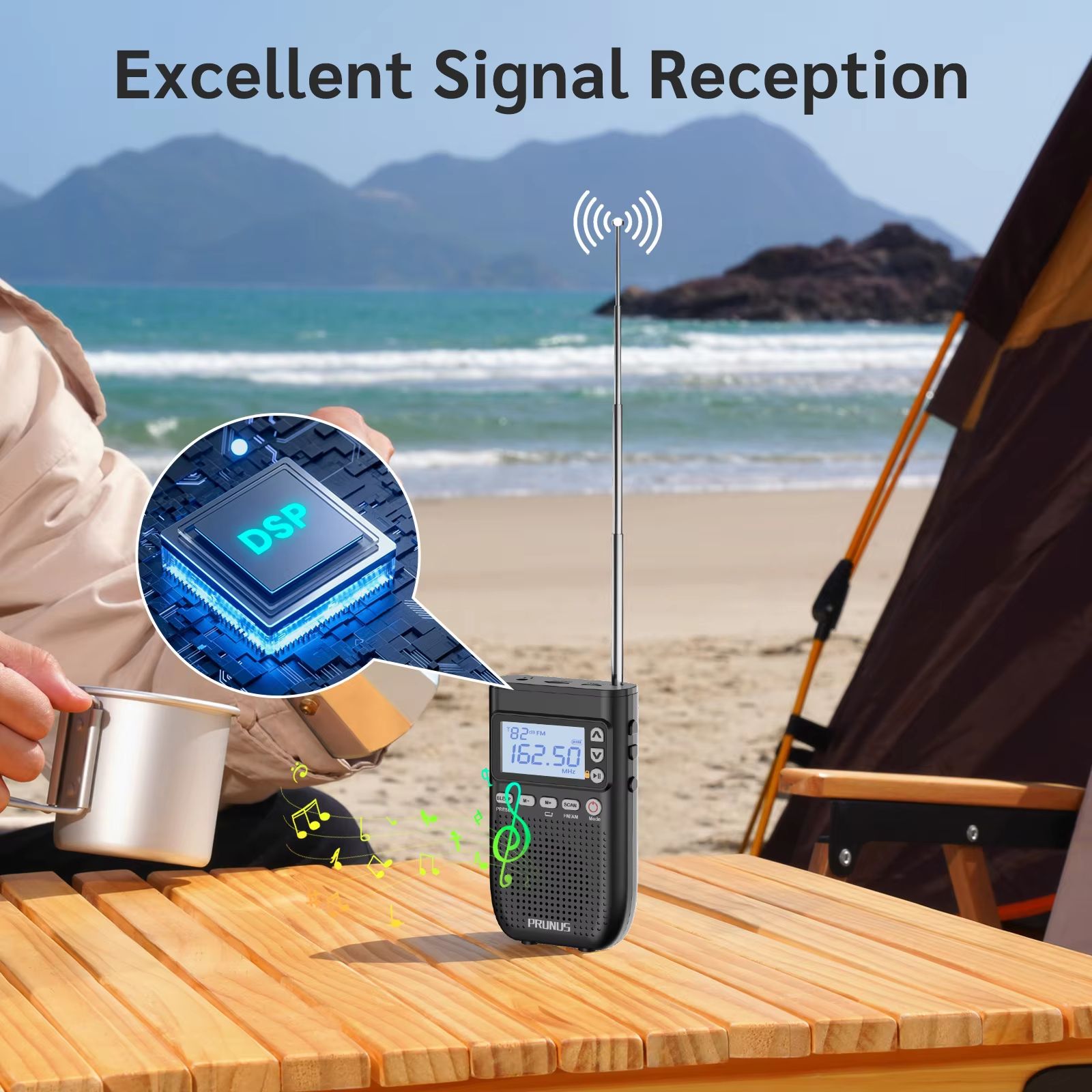 J618 Portable AM FM Bluetooth Radio With Speaker Rechargeable MP3 Player  USBC Charging 3