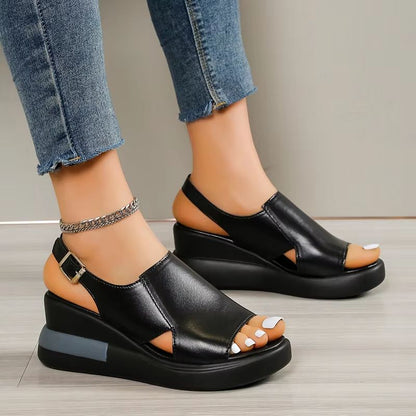 Summer Wedge Platform Sandals – Retro Peep Toe Beach Shoes for Women