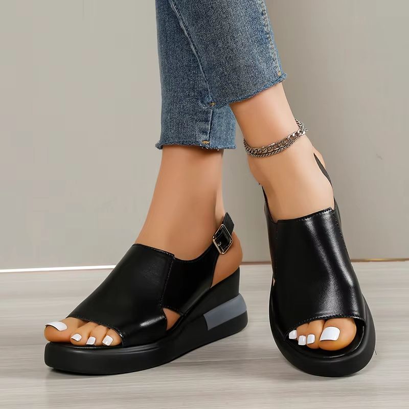 Summer Wedge Platform Sandals  Retro Peep Toe Beach Shoes For Women 2