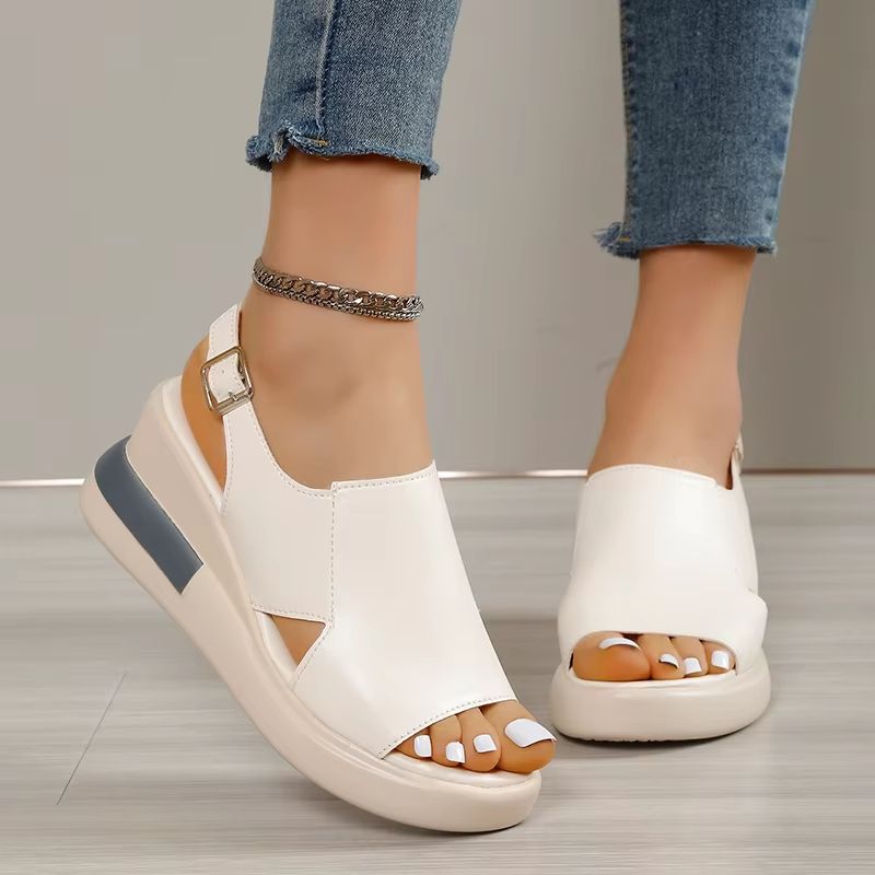 Summer Wedge Platform Sandals  Retro Peep Toe Beach Shoes For Women 4