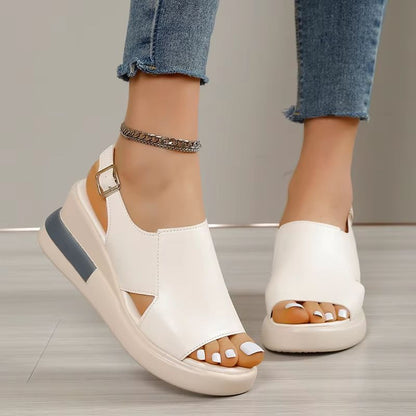 Summer Wedge Platform Sandals  Retro Peep Toe Beach Shoes For Women 4