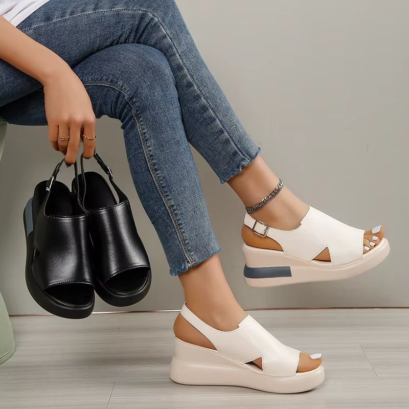 Summer Wedge Platform Sandals  Retro Peep Toe Beach Shoes For Women 5