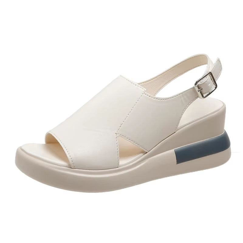 Summer Wedge Platform Sandals  Retro Peep Toe Beach Shoes For Women 7