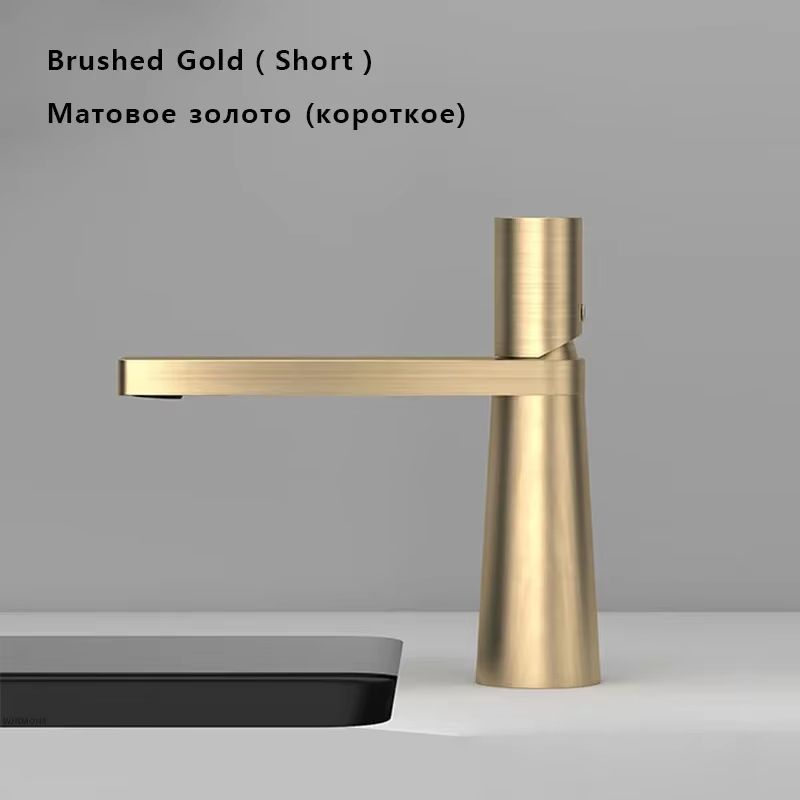 Brushed Gold Bathroom Sink Faucet  Modern Brass Basin Mixer With Single Handle 9