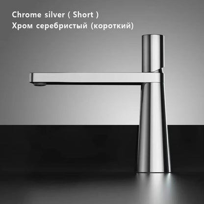 Brushed Gold Bathroom Sink Faucet  Modern Brass Basin Mixer With Single Handle 16