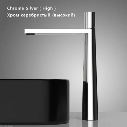 Brushed Gold Bathroom Sink Faucet  Modern Brass Basin Mixer With Single Handle 17