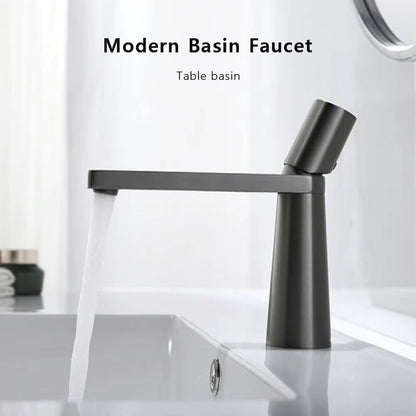 Brushed Gold Bathroom Sink Faucet  Modern Brass Basin Mixer With Single Handle 2