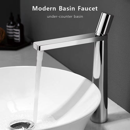 Brushed Gold Bathroom Sink Faucet  Modern Brass Basin Mixer With Single Handle 3