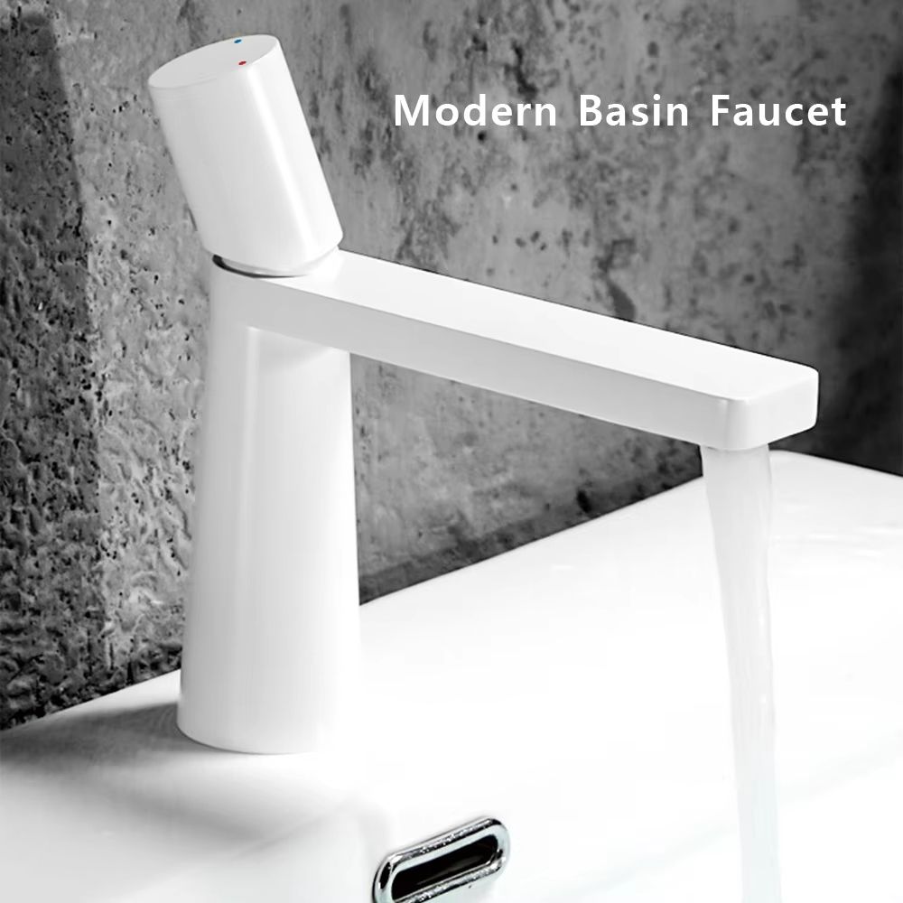Brushed Gold Bathroom Sink Faucet  Modern Brass Basin Mixer With Single Handle 4