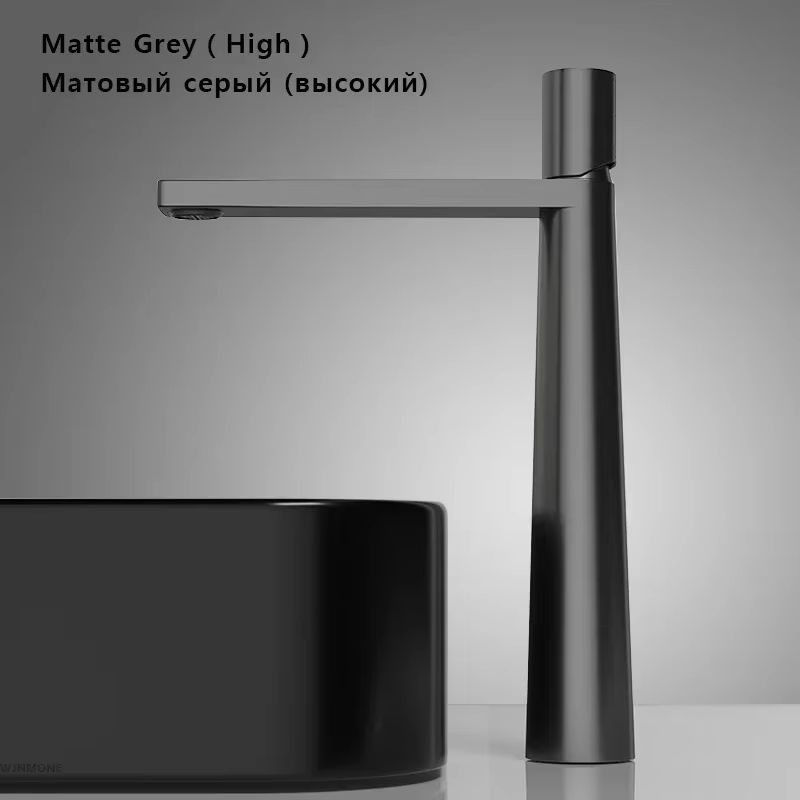 Brushed Gold Bathroom Sink Faucet  Modern Brass Basin Mixer With Single Handle 8