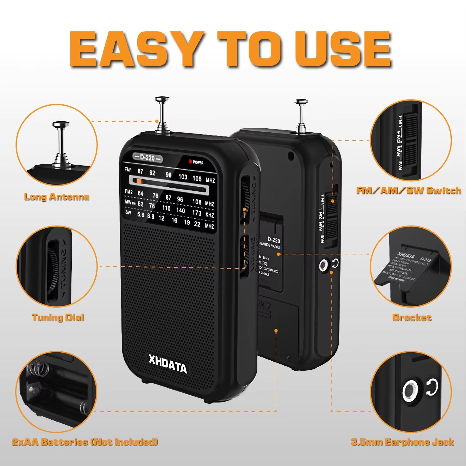 XHDATA D220 Portable Retro Radio  Vintage FMMWSW 4Band Pocket Radio With DSP High Sensitivity Recei 1