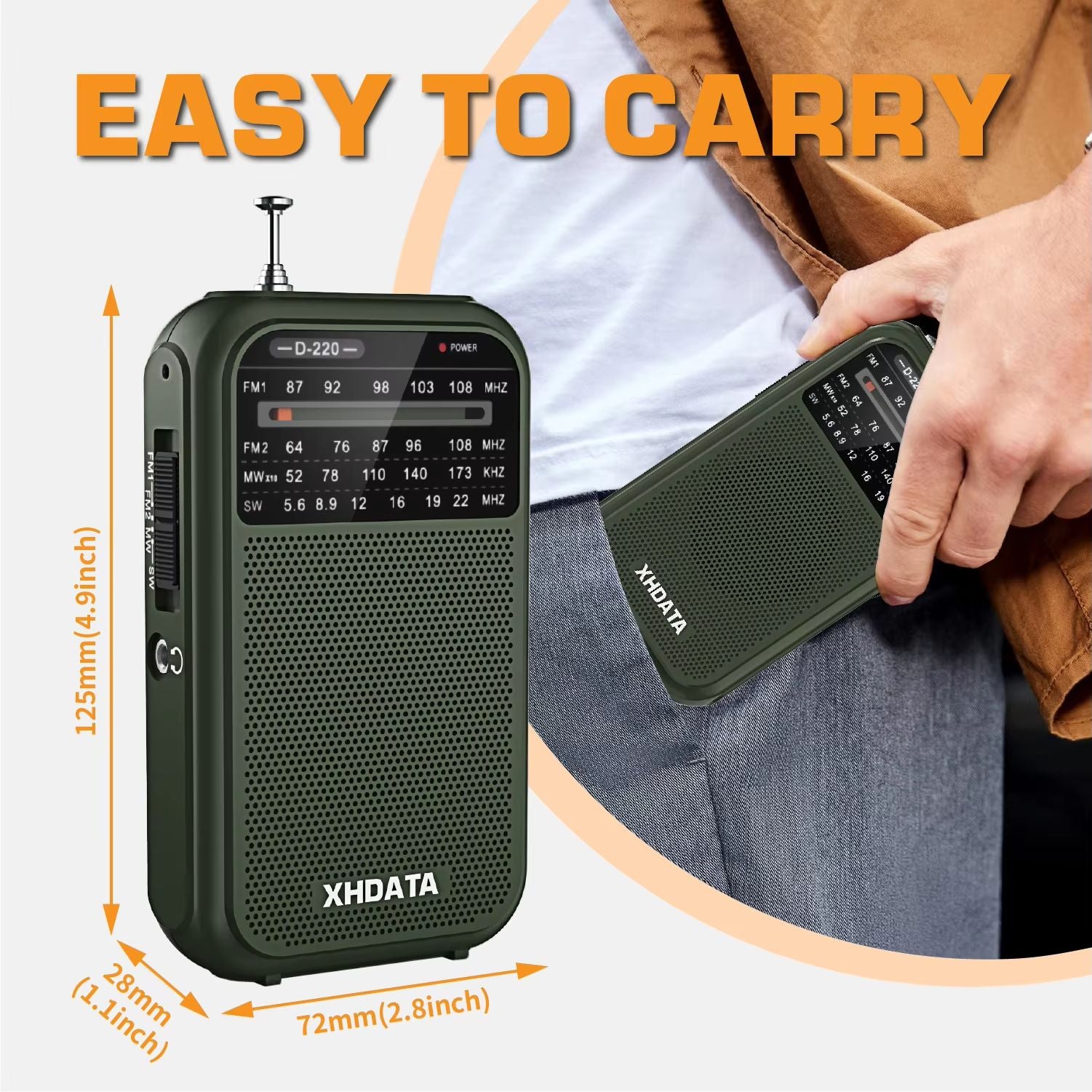 XHDATA D220 Portable Retro Radio  Vintage FMMWSW 4Band Pocket Radio With DSP High Sensitivity Recei 3