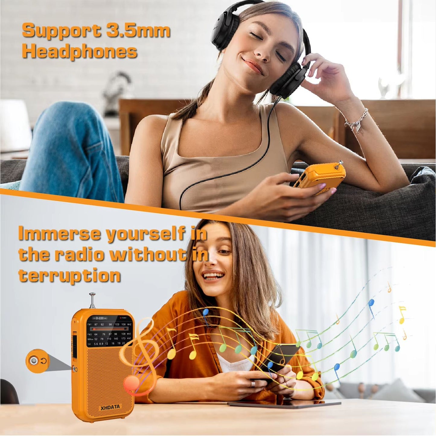 XHDATA D220 Portable Retro Radio  Vintage FMMWSW 4Band Pocket Radio With DSP High Sensitivity Recei 4