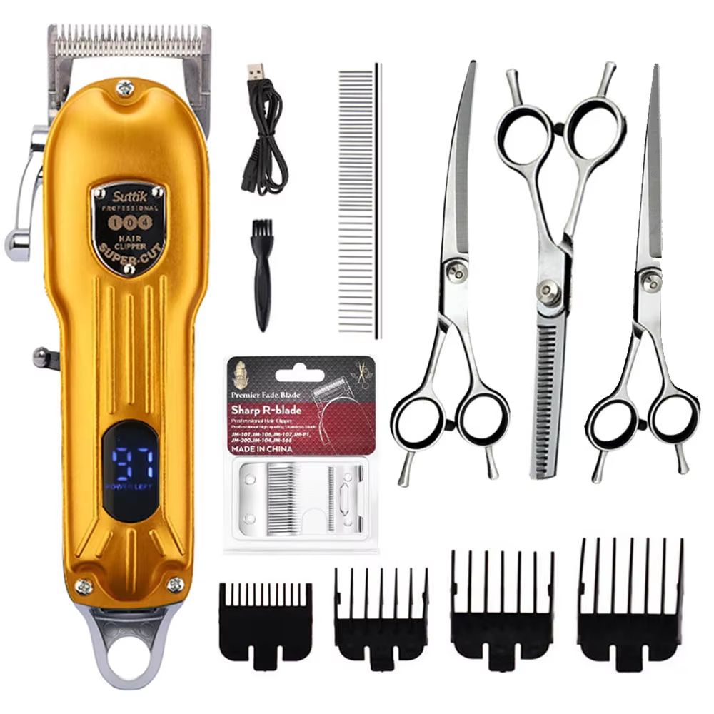 Professional Dog Hair Clipper  AllMetal Rechargeable Pet Grooming Trimmer For Dogs  Cats With Low N 9