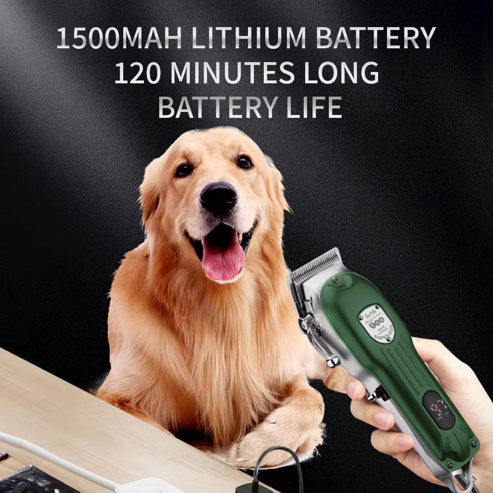 Professional Dog Hair Clipper  AllMetal Rechargeable Pet Grooming Trimmer For Dogs  Cats With Low N 1