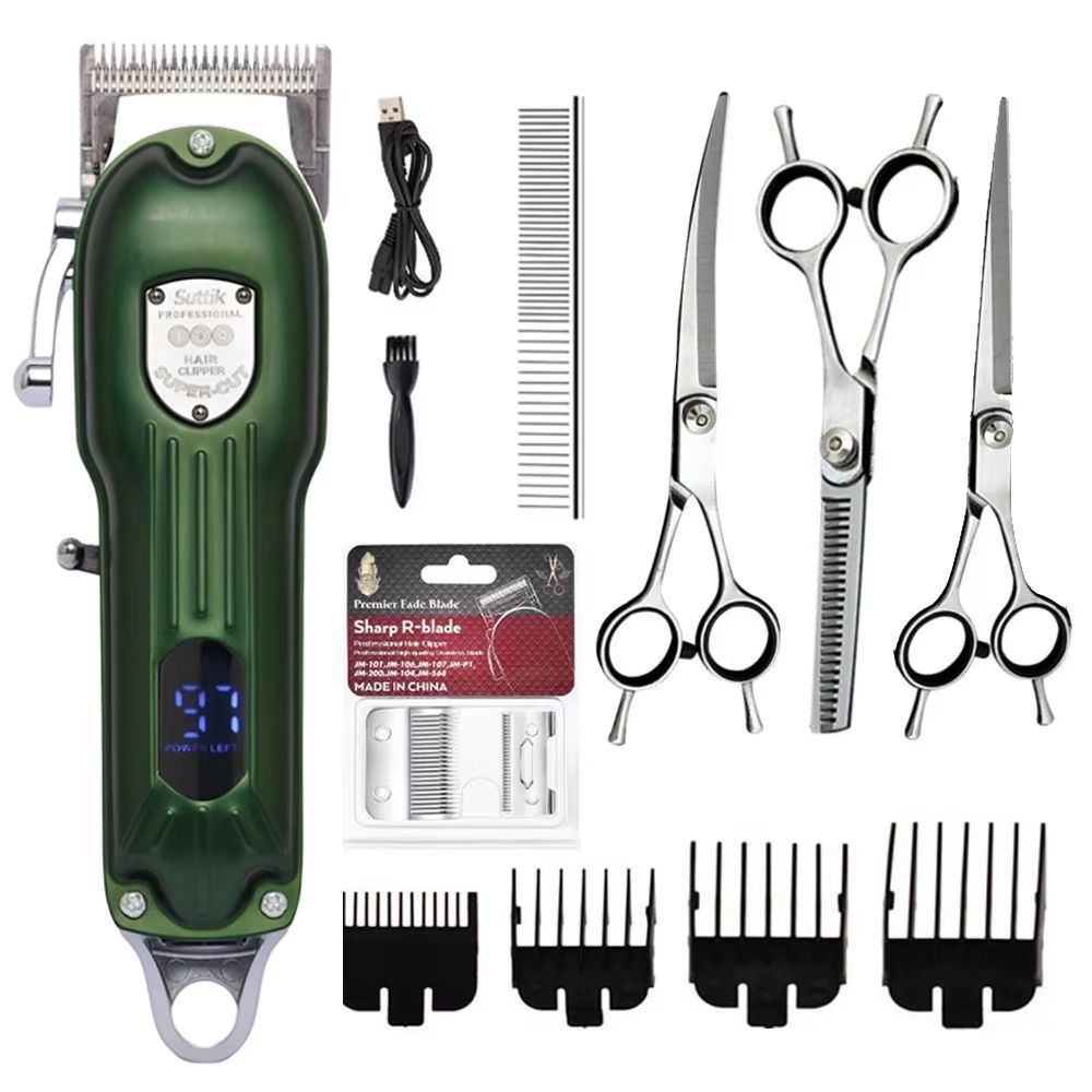 Professional Dog Hair Clipper  AllMetal Rechargeable Pet Grooming Trimmer For Dogs  Cats With Low N 7