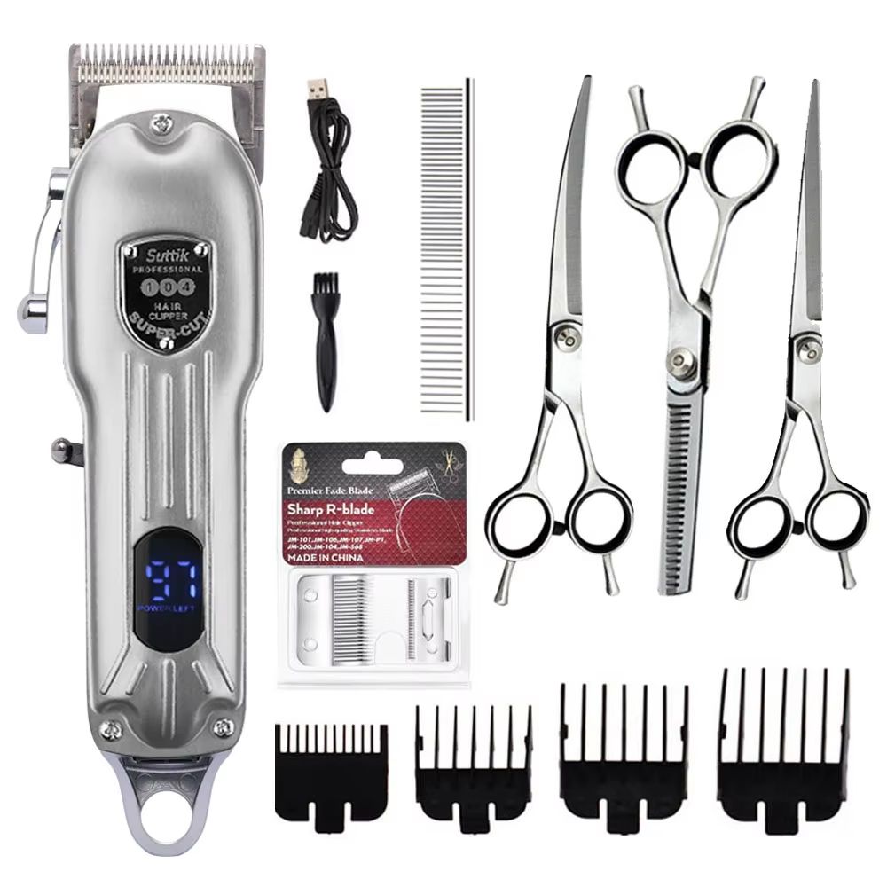 Professional Dog Hair Clipper  AllMetal Rechargeable Pet Grooming Trimmer For Dogs  Cats With Low N 8