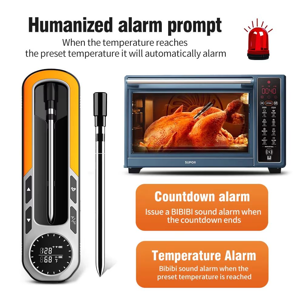 Wireless Bluetooth Meat Thermometer With APP Control  Digital Probe With RealTime LCD Monitoring Fo 3