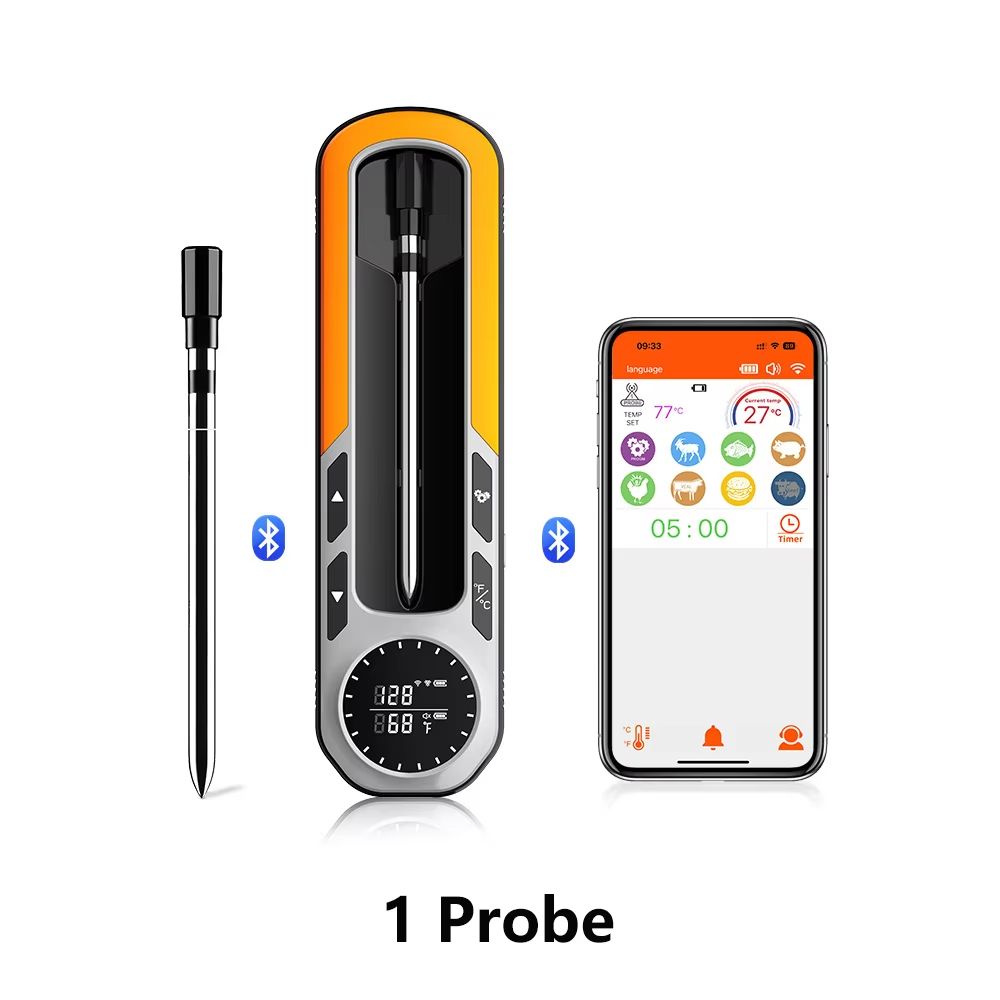 Wireless Bluetooth Meat Thermometer With APP Control  Digital Probe With RealTime LCD Monitoring Fo 6
