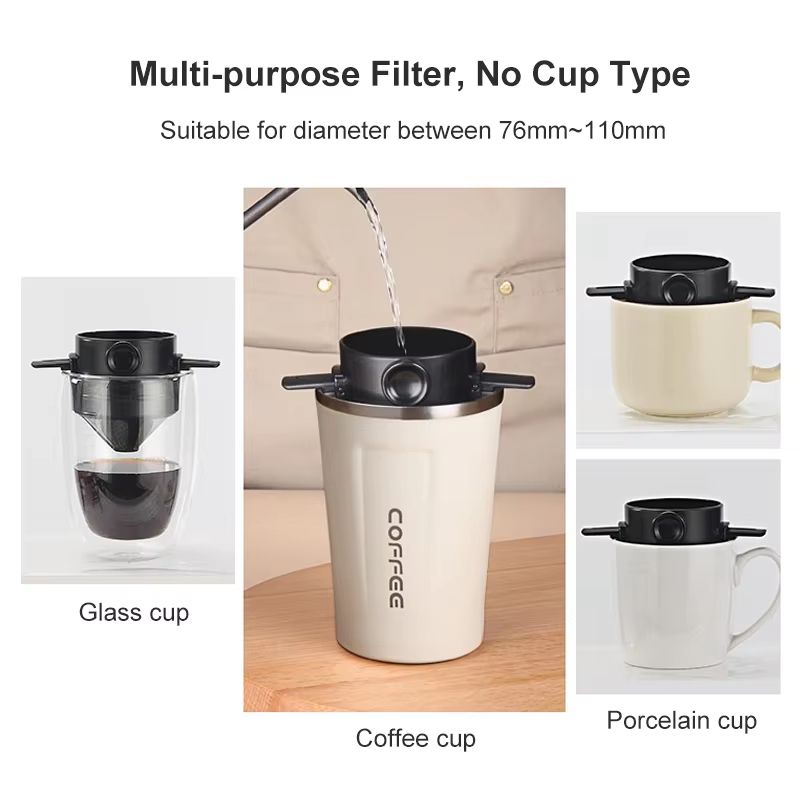 Portable Stainless Steel Coffee Filter  Reusable Drip Funnel  Tea Infuser For Home Office And Trave 3