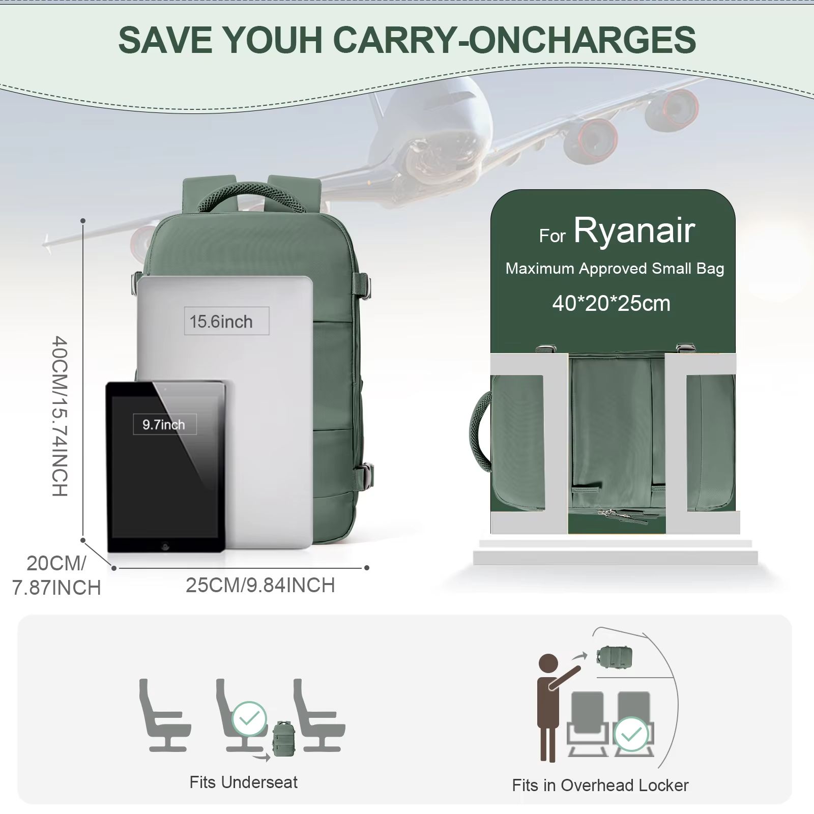 Ryanair Approved Cabin Bag 40x20x25  Lightweight Travel Backpack For Men  Women 1