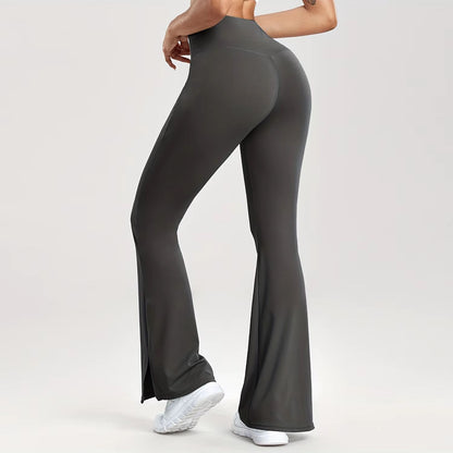 Womens VWaist Flared Leggings  Slim Fit Streetwear Pants With Side Pockets 4