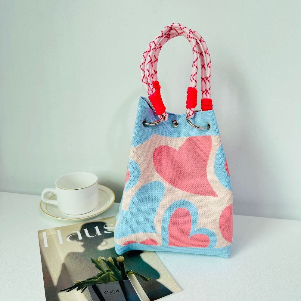 Butterfly Knitted Bucket Bag For Women Versatile Knitted Wrist Bag Cute Fashion Handbag 1