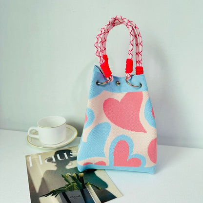 Butterfly Knitted Bucket Bag For Women Versatile Knitted Wrist Bag Cute Fashion Handbag 1
