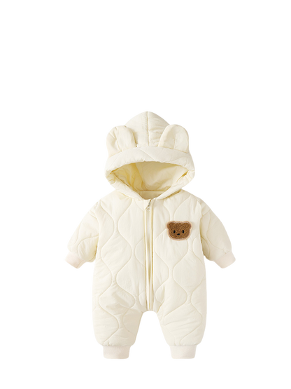 Winter Warm Cartoon Hooded Newborn Baby Rompers Fleece Padded Infant Boys Girls Outdoor Jumpsuits Thick Sherpa Lined