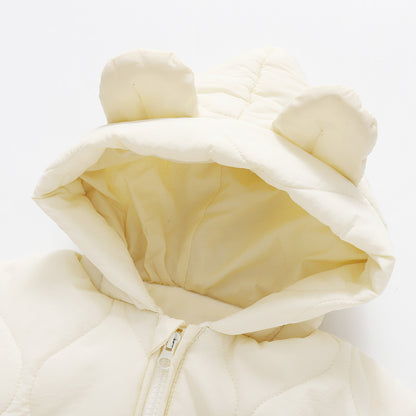 Winter Warm Cartoon Hooded Newborn Baby Rompers Fleece Padded Infant Boys Girls Outdoor Jumpsuits Thick Sherpa Lined