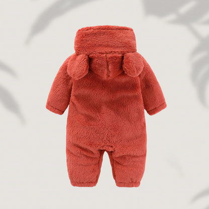 Winter Newborn Baby Girls Boys Warm Fleece Bear Ear Romper Jumpsuit Thick Cozy Infant Hooded Jumpsuit Multi-Color