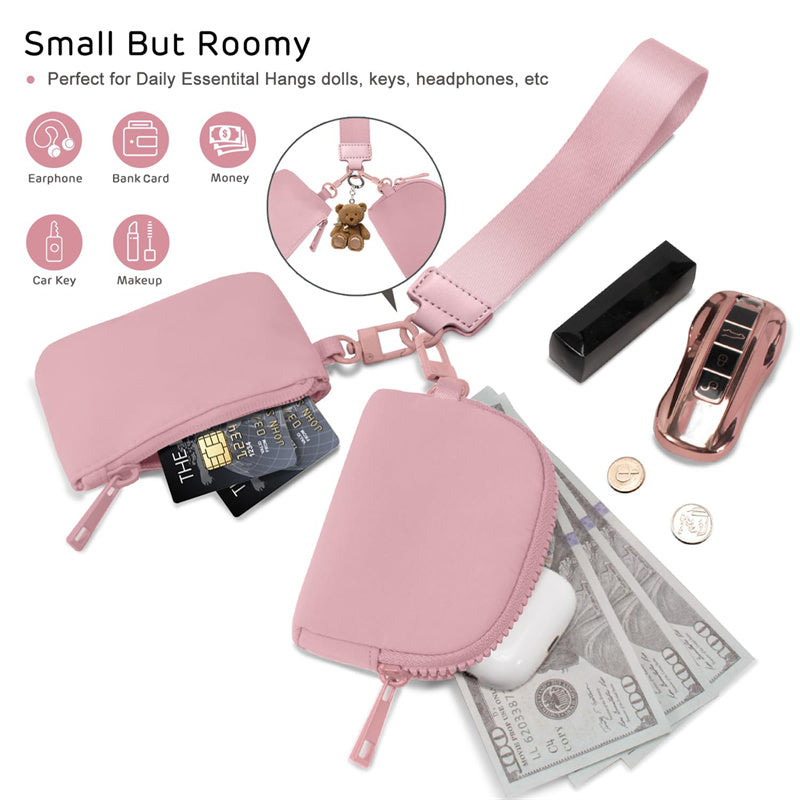Lulu Wallet Double Wristlet Keychain Mini Zip Around Wristlet Coin Purse Portable Wallet With Wrist 2