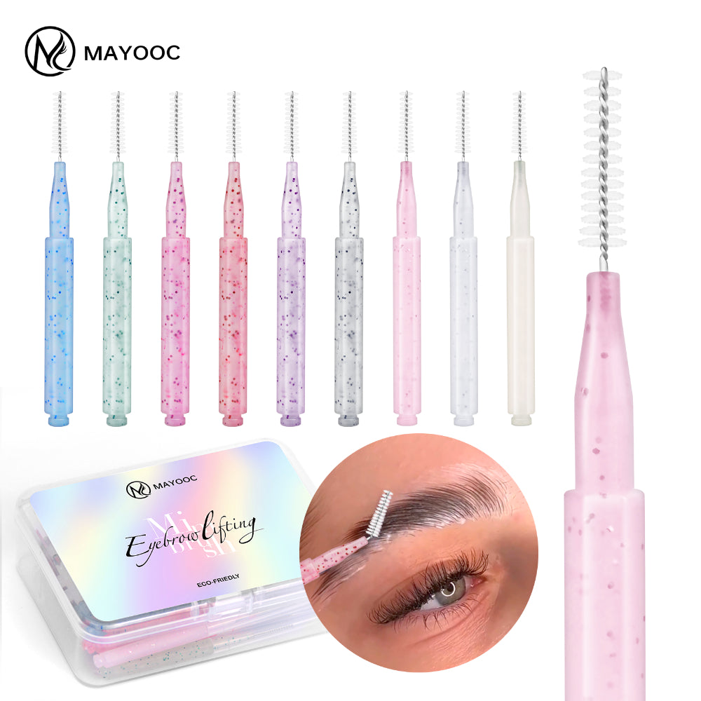 Mini Eyebrow Brush Brow Perm Brush, Disposable Lifting Brushes & Bendable Micro Eyelash Brush Applicators Kit