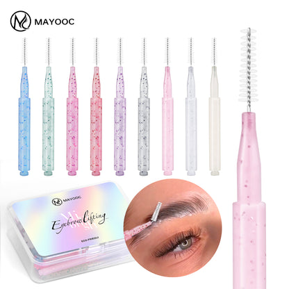 Mini Eyebrow Brush Brow Perm Brush, Disposable Lifting Brushes & Bendable Micro Eyelash Brush Applicators Kit