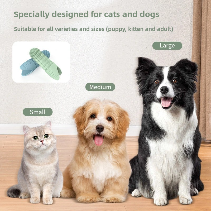 Gentle Finger Toothbrush for Dogs, 360° Cleaning Design with Food Grade Silicone for Easy Pet Dental Care at Home