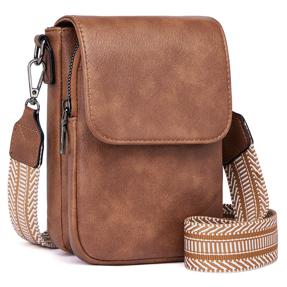 Vintage Womens Shoulder Crossbody Bag with Adjustable Wide Strap, Multi-Zipper Compartments Wallet Phone Pouch