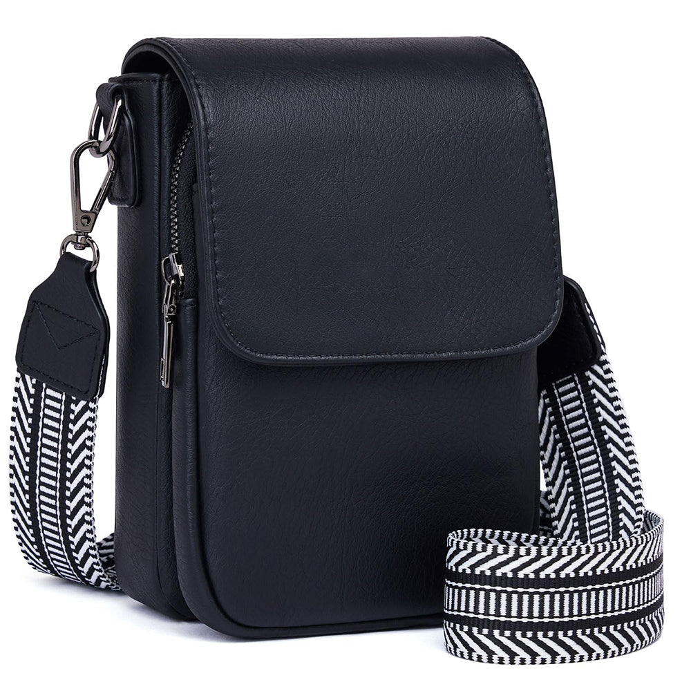 Vintage Womens Shoulder Crossbody Bag with Adjustable Wide Strap, Multi-Zipper Compartments Wallet Phone Pouch