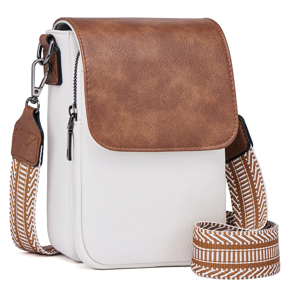 Vintage Womens Shoulder Crossbody Bag with Adjustable Wide Strap, Multi-Zipper Compartments Wallet Phone Pouch