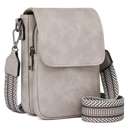 Vintage Womens Shoulder Crossbody Bag with Adjustable Wide Strap, Multi-Zipper Compartments Wallet Phone Pouch