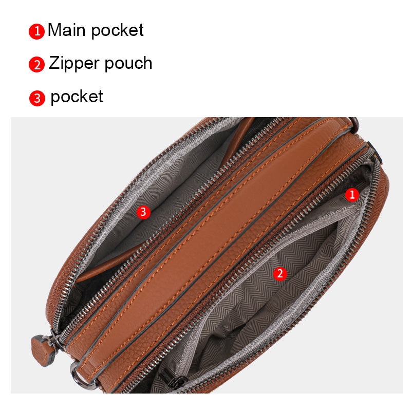 Aidranis Brown Checkered Round Crossbody Bag for Women, Crafted from Canvas Cowhide Material for Lasting Style