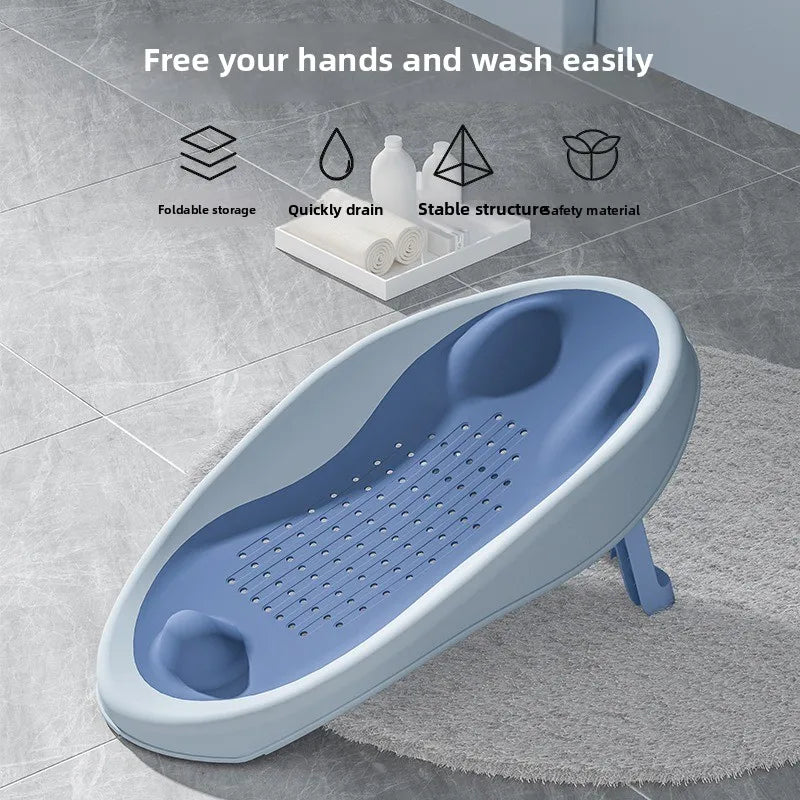 Foldable Baby Bath Seat With NonSlip PP Base  Ergonomic Backrest EasyClean Shower Net Support For S 1