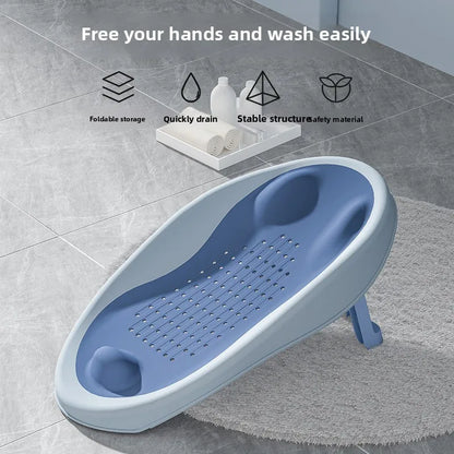 Foldable Baby Bath Seat With NonSlip PP Base  Ergonomic Backrest EasyClean Shower Net Support For S 1