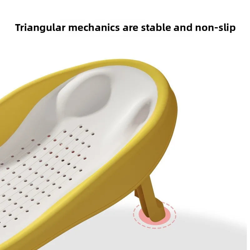 Foldable Baby Bath Seat With NonSlip PP Base  Ergonomic Backrest EasyClean Shower Net Support For S 4