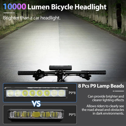 High Power Bicycle Front Light 10000 Lumen USB Rechargeable Waterproof Cycling Lamp 3