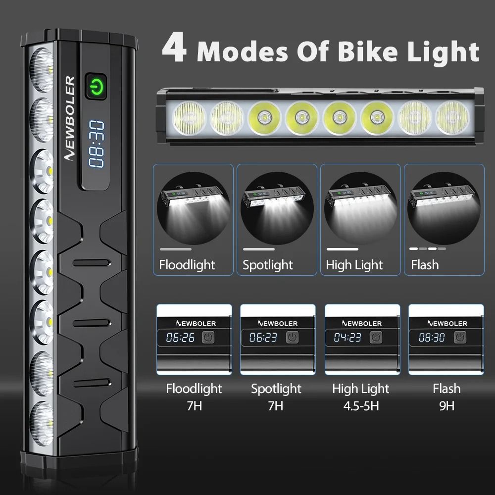 High Power Bicycle Front Light 10000 Lumen USB Rechargeable Waterproof Cycling Lamp 5