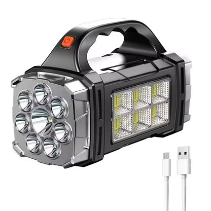 2025 Solar  USB Rechargeable LED Flashlight  Powerful Outdoor Torch With COB Light  Power Bank 6