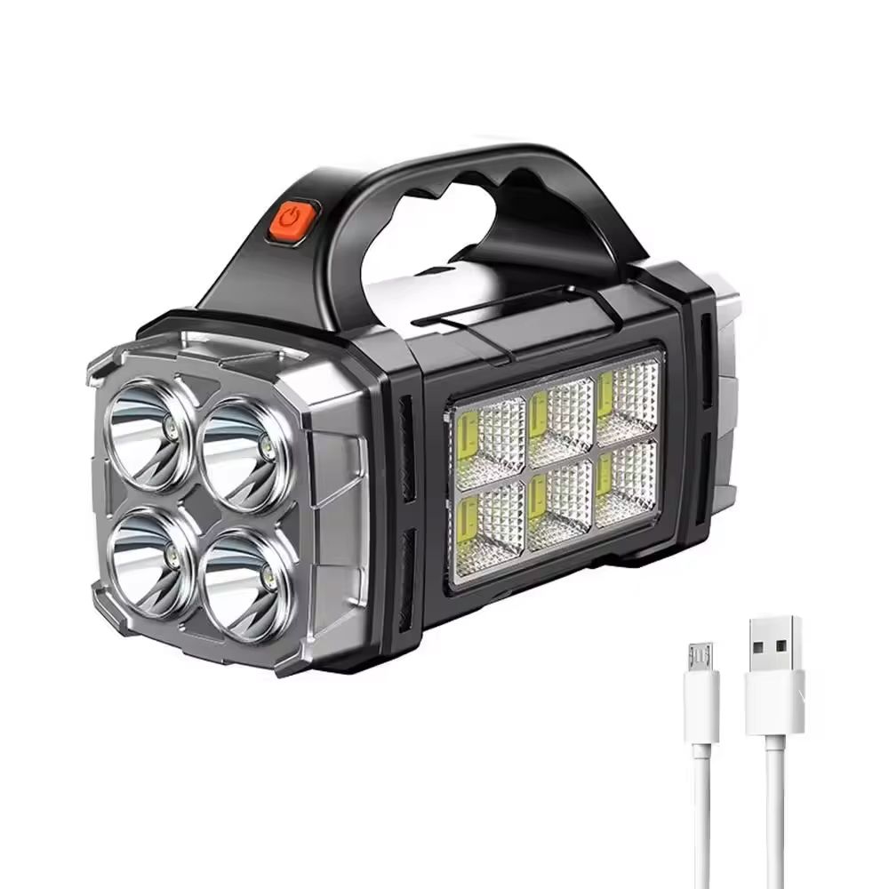 2025 Solar  USB Rechargeable LED Flashlight  Powerful Outdoor Torch With COB Light  Power Bank 7