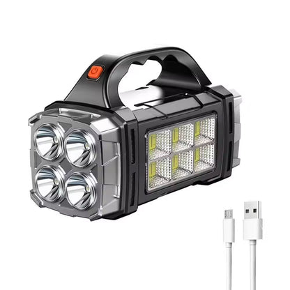 2025 Solar  USB Rechargeable LED Flashlight  Powerful Outdoor Torch With COB Light  Power Bank 7