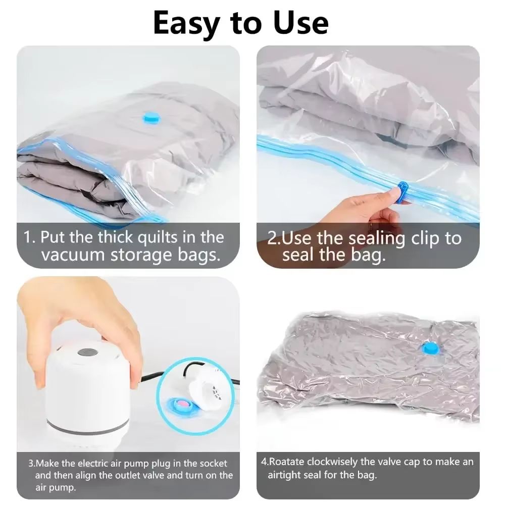 Portable Electric Pump For Vacuum Storage Bags  Fast Compression For Clothes Quilts  Travel 3